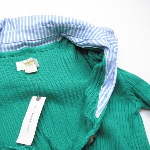 Anthropologie Maeve Layered Twofer Ribbed Cardigan Sweater Kelly Green XL - Picture 7 of 10